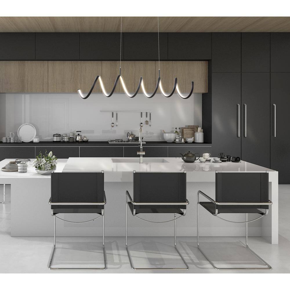 Ali 31" Black Matte Adjustable LED Metal Linear Pendant