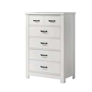 White and Black 6-Drawer 31 in. W Dresser Without Mirror