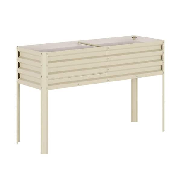 50 in. L x 17 in. W Raised Steel Garden Bed with Self-Watering Reservoir and Tall Ergonomic Design Modular Panels Yellow