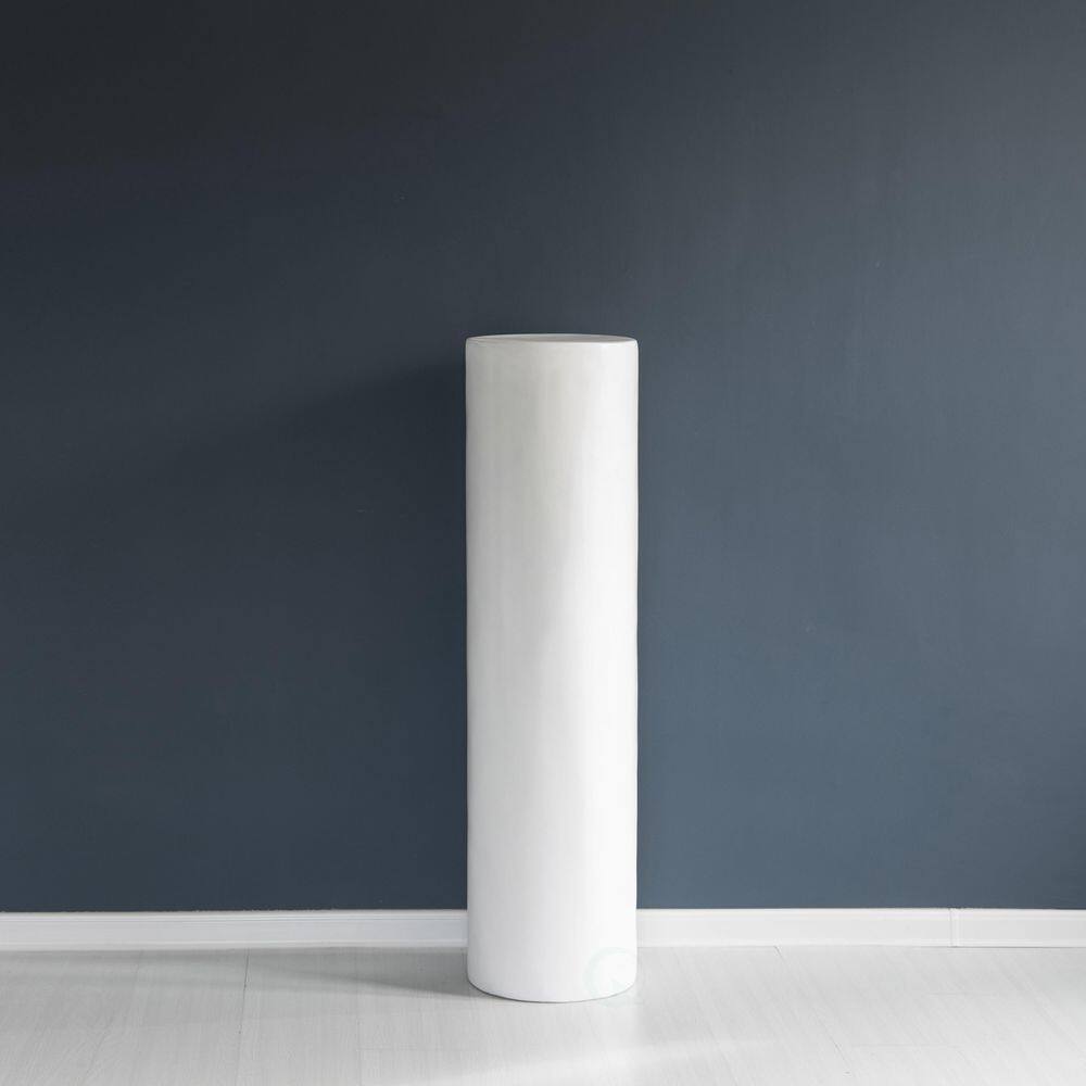 Tall White Fiberglass Cylinder Pedestal Stand for Floral Arrangements