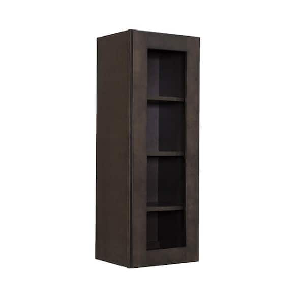LIFEART CABINETRY Lancaster Shaker Assembled 21 in. x 42 in. x 12 in. Wall Mullion Door Cabinet with 1 Door 3 Shelves in Vintage Charcoal