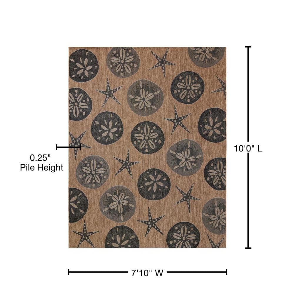 Paseo Havana Black and Beige Synthetic 8' x 10' Outdoor Rug