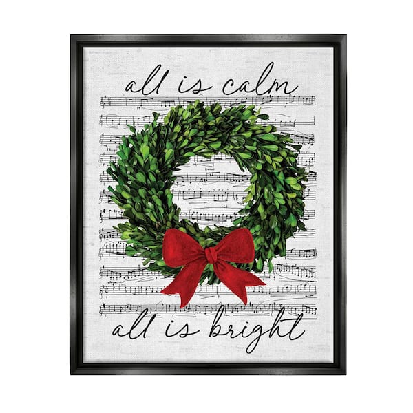 Stupell Industries All Bright Holiday Music by Lettered and Lined 1-Piece Floater Frame Graphic Print Typography Art Print 21 in. x 17 in.