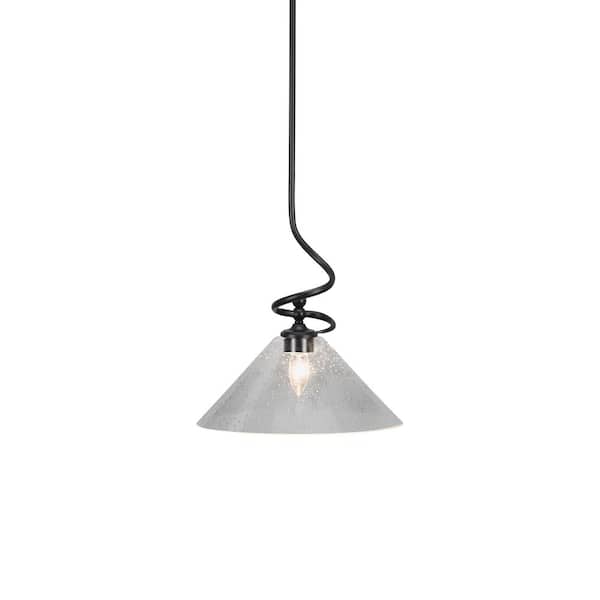 Unbranded Royale 100 W 1-Light Matte Black Standard Mini Pendant Light with Glass Shade