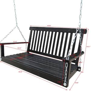 2-Person Black Swing, with Armrests and Hanging Chains, for Outdoor Patio, Garden Yard, porch, backyard, or Sunroom