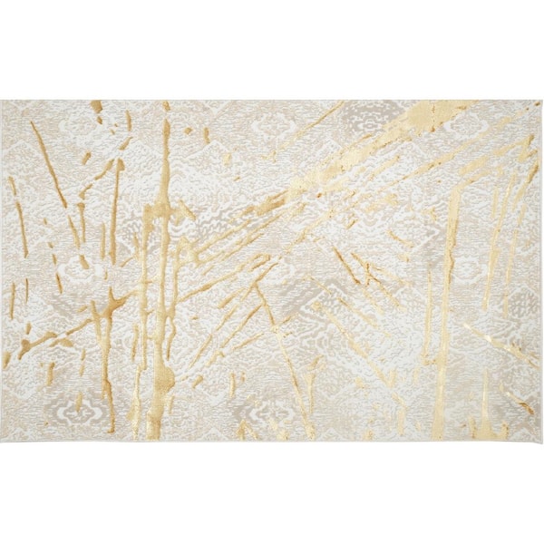 Amazing Rugs Shifra Abstract Gold 8 ft. x 11 ft. Area Rug