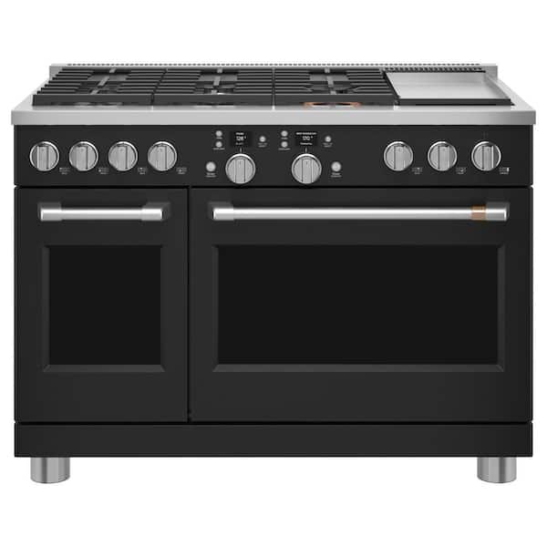 Cafe 48 in. 8.25 cu. ft. Smart Double Oven Dual Fuel Range with Self-Cleaning Convection Oven in Matte Black