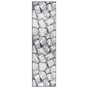 Contemporary Abstract Design Gray 2 ft. x 7 ft. Area Rug