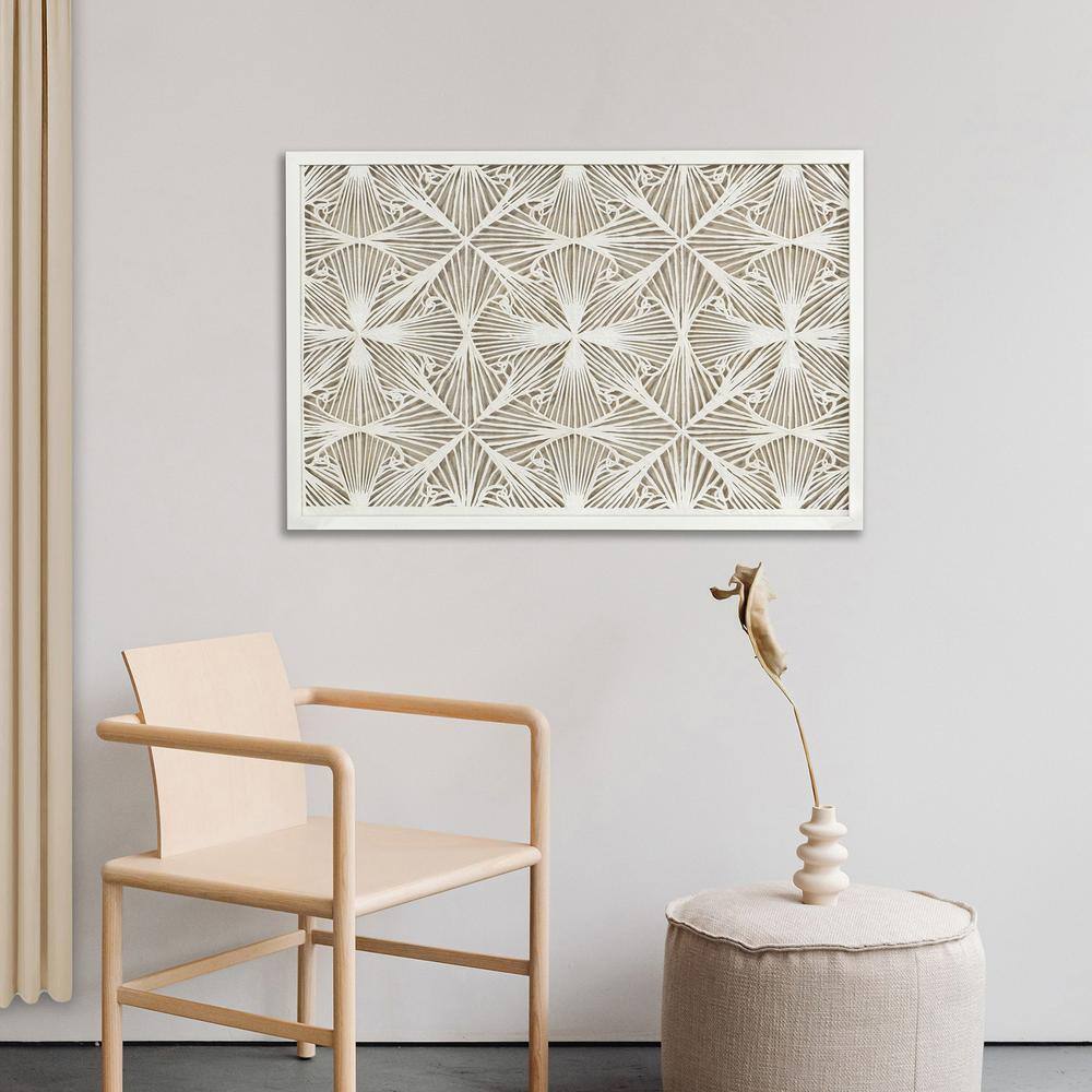 Illusion Off-White and Beige Abstract Rice Paper Wall Art