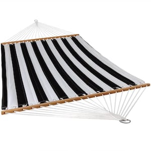 11-3/4 ft. Quilted Double Fabric 2-Person Hammock in Black and White