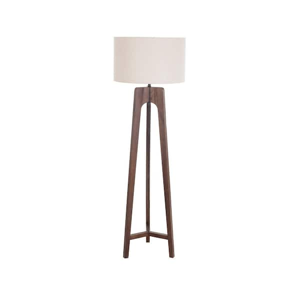 Storied Home 63 in. Walnut Finish 1-Light Rubberwood Tripod Floor Lamp ...