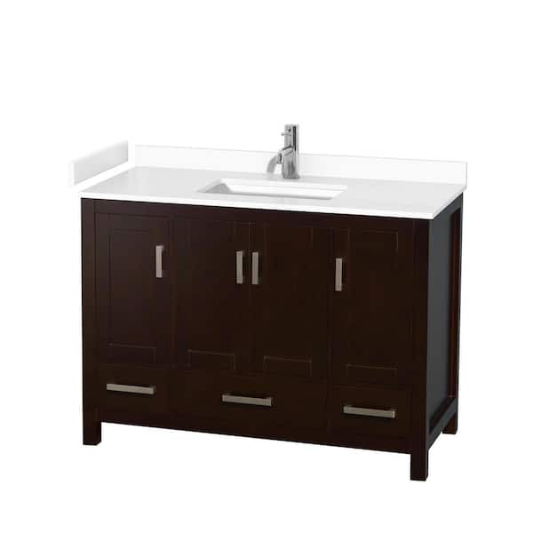 Wyndham Collection Sheffield 48 in. W x 22 in. D Single Bath Vanity in Espresso with Cultured Marble Vanity Top in White with White Basin