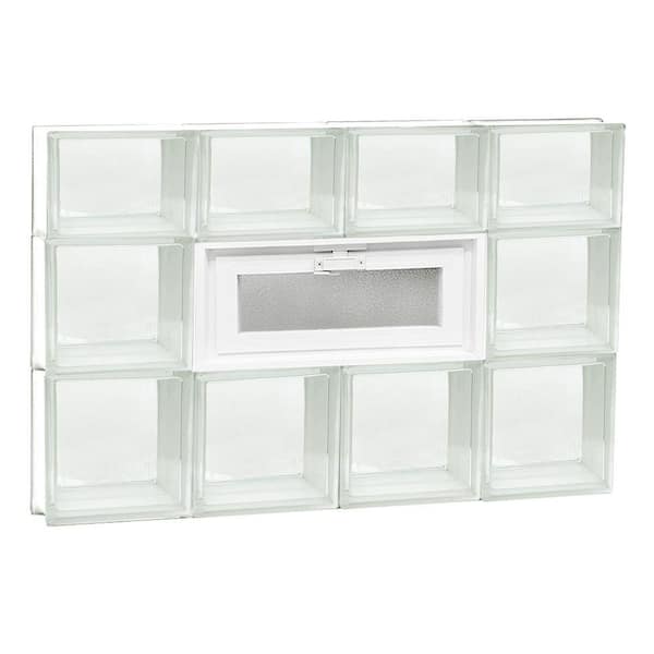 Clearly Secure 31 in. x 21.25 in. x 3.125 in. Frameless Vented Clear Glass Block Window