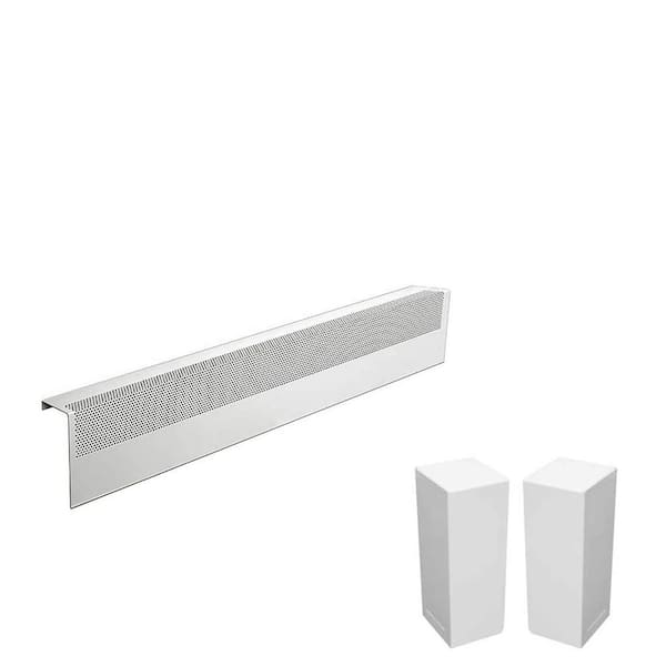 Basic Series 3 ft. Galvanized Steel Easy Slip-On Baseboard Heater Cover, Left and Right Endcaps [1] Cover, [2] Endcaps