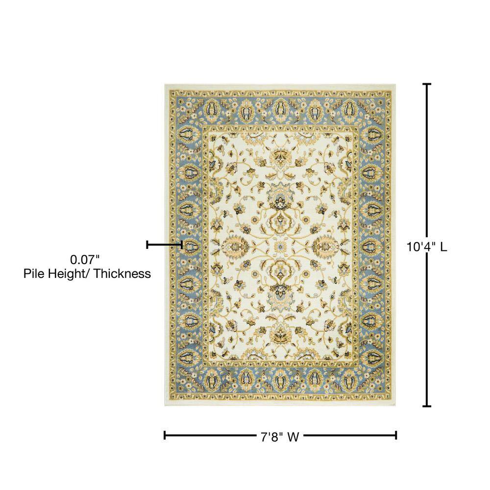 Ivory and Blue Medallion Rectangular Area Rug