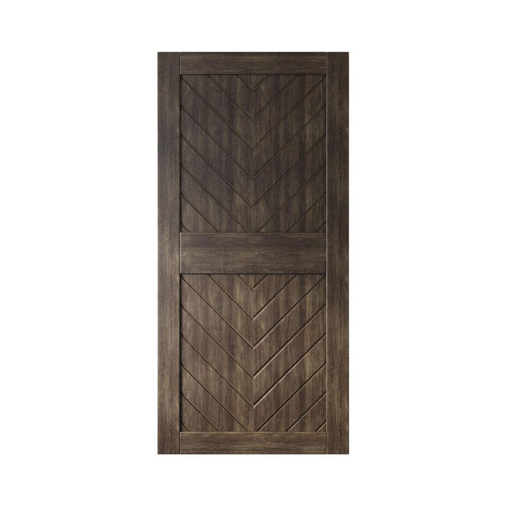 JT3 36 in. x 84 in. C-Panel Solid Core Ebony Fishbone Design Pine Wood Interior Sliding Barn Door Slab price history on PriceWatchPro
