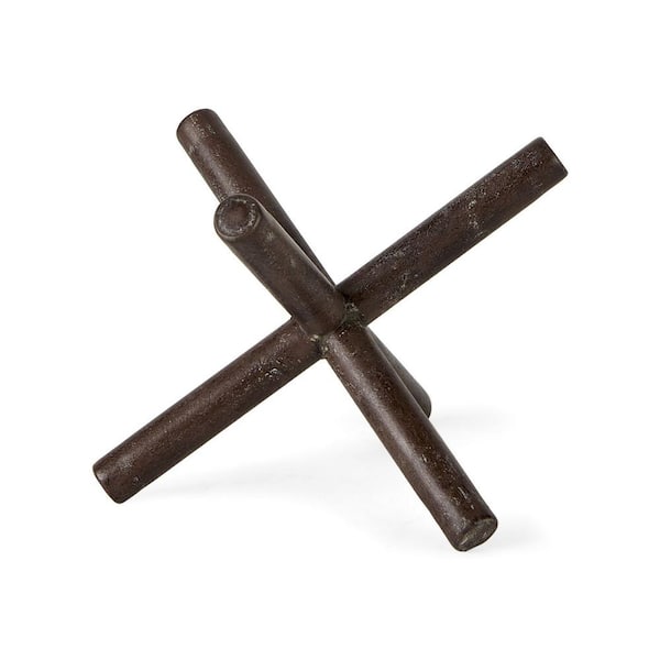 HomeRoots 6 in. Brown Rustic Metal X Decorative Sculpture