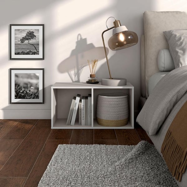 Furniture of America Quincy 23.7 in. Tall Stackable Greige Engineered Wood 2-Shelf Modern Modular Slim Bookcase