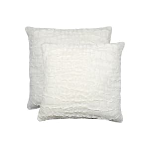 Belton Ivory Mink 18 in. x 18 in. Faux Sheepskin Decorative Pillow (Set of 2)