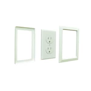 5.8 in. x 4.1 in. White Single Outlet Cover for Innovera Decor Backsplash and Interlocking Wall Paneling (2-Pieces)