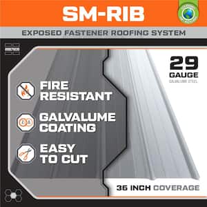 16 ft. SM-Rib Galvalume Steel 29-Gauge Roof/Siding Panel