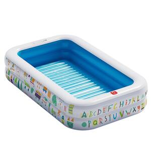 65''Lx39''Wx10''H Blue Inflatable Kiddie Pool with Alphabet/Numbers,Soft Floor,Ball Pit/Baby Pool for Indoor/Outdoor