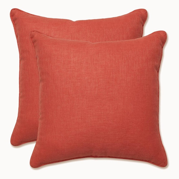 Pillow Perfect Solid Orange Square Outdoor Square Throw Pillow 2-Pack