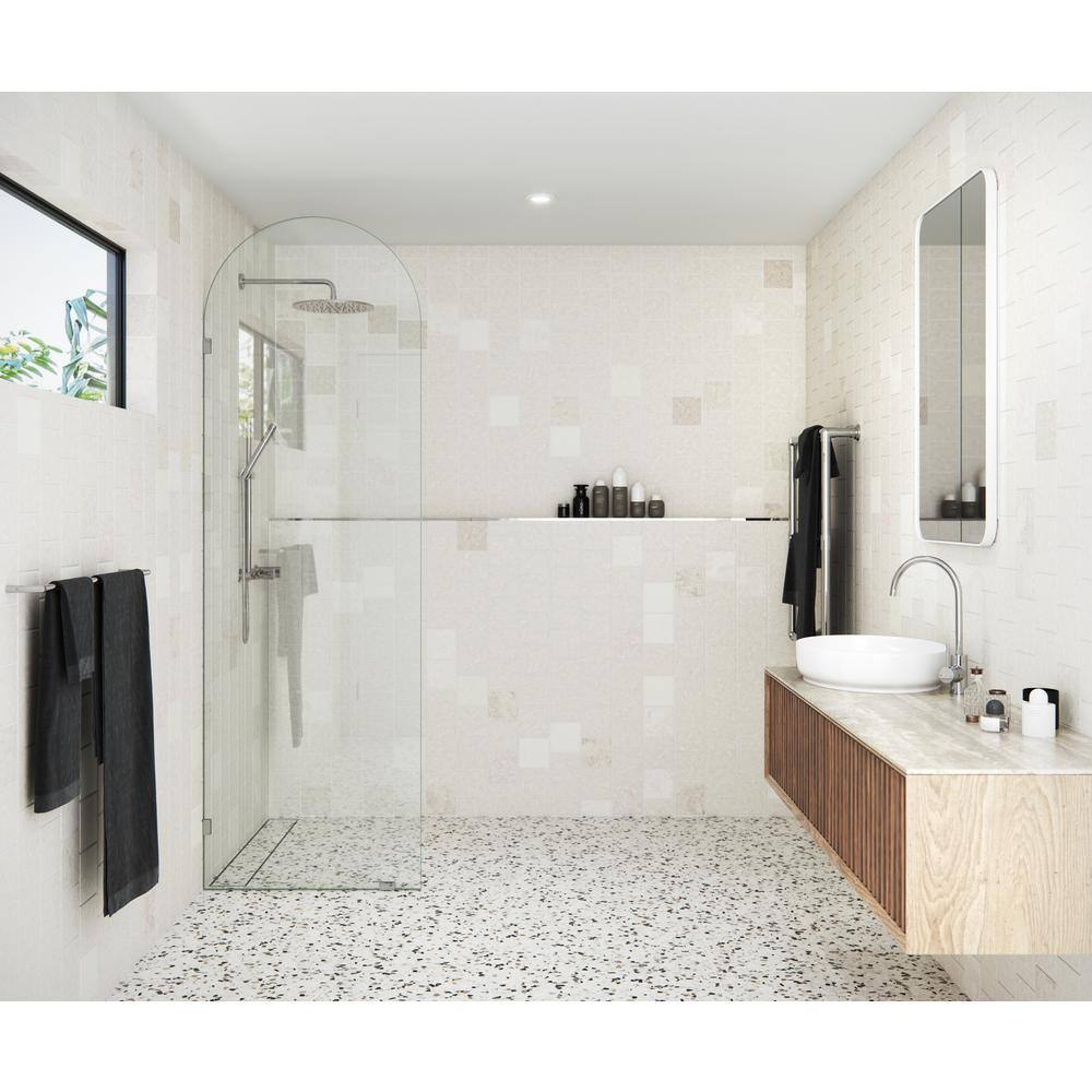 Venus 28" x 86.75" Frameless Arched Glass Shower Panel with Polished Chrome Hardware
