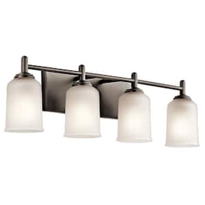 Shailene 29.5 in. 4-Light Olde Bronze Traditional Bathroom Vanity Light with Satin Etched Glass