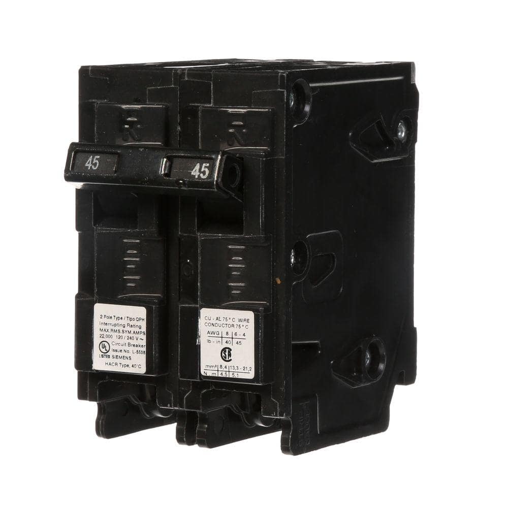 Siemens 45 Amp Double-Pole Type QPH 22kA Circuit Breaker Q245H - The ...