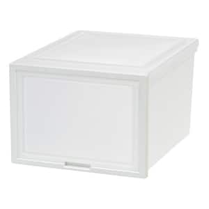 15.63 in. W x 11.63 in. H White 3-Drawers Deep Box Chest with Sliding Door