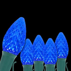 OptiCore 24 ft. 25-Light LED Blue Faceted C7 String Light Set