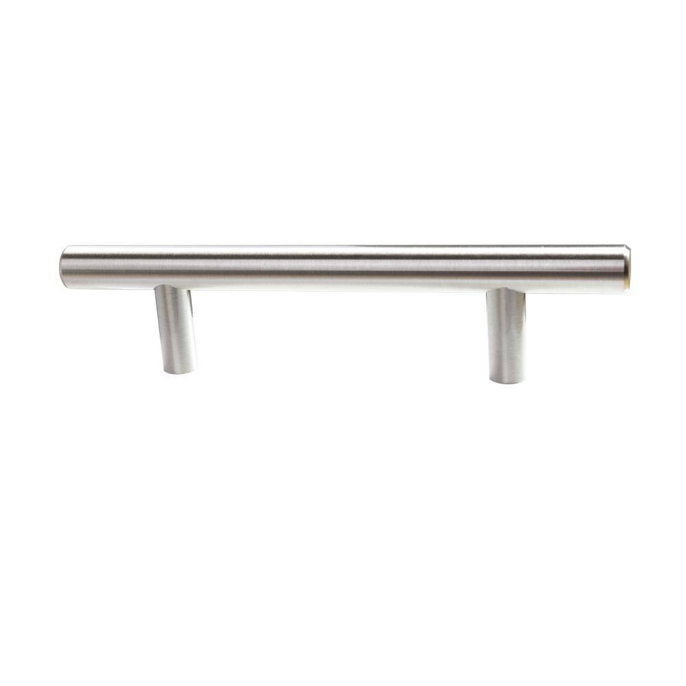 3.5 in. Satin Nickel Modern Bar Cabinet Pulls with Mounting Hardware (25-Pack)