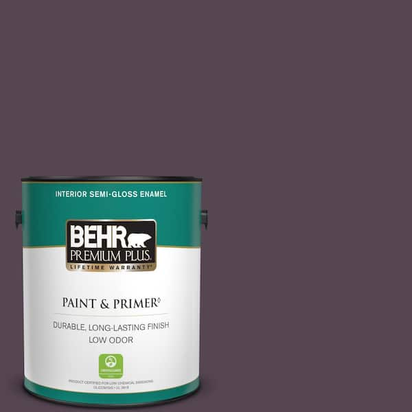 BEHR PREMIUM PLUS 1 gal. #680F-7 Baritone Semi-Gloss Enamel Low Odor Interior Paint & Primer