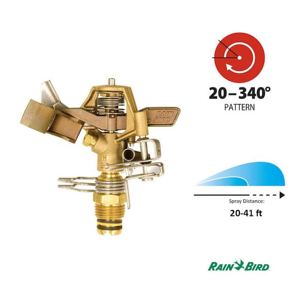 Impulse Sprinkler Head, Brass, 1/2in Diameter by Rainbird
