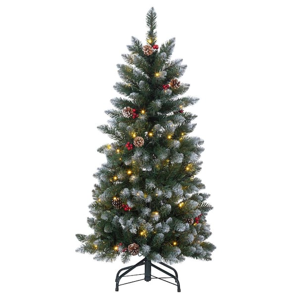LED Frosted Birch Christmas Tree With LED Lights 4ft Decoration Xmas UK Stock 