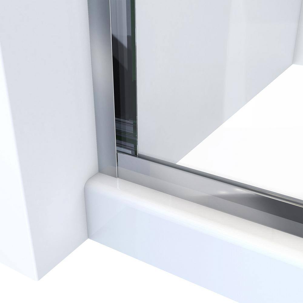 Chrome 44-48" W x 70.38" H Semi-Frameless Sliding Shower Door