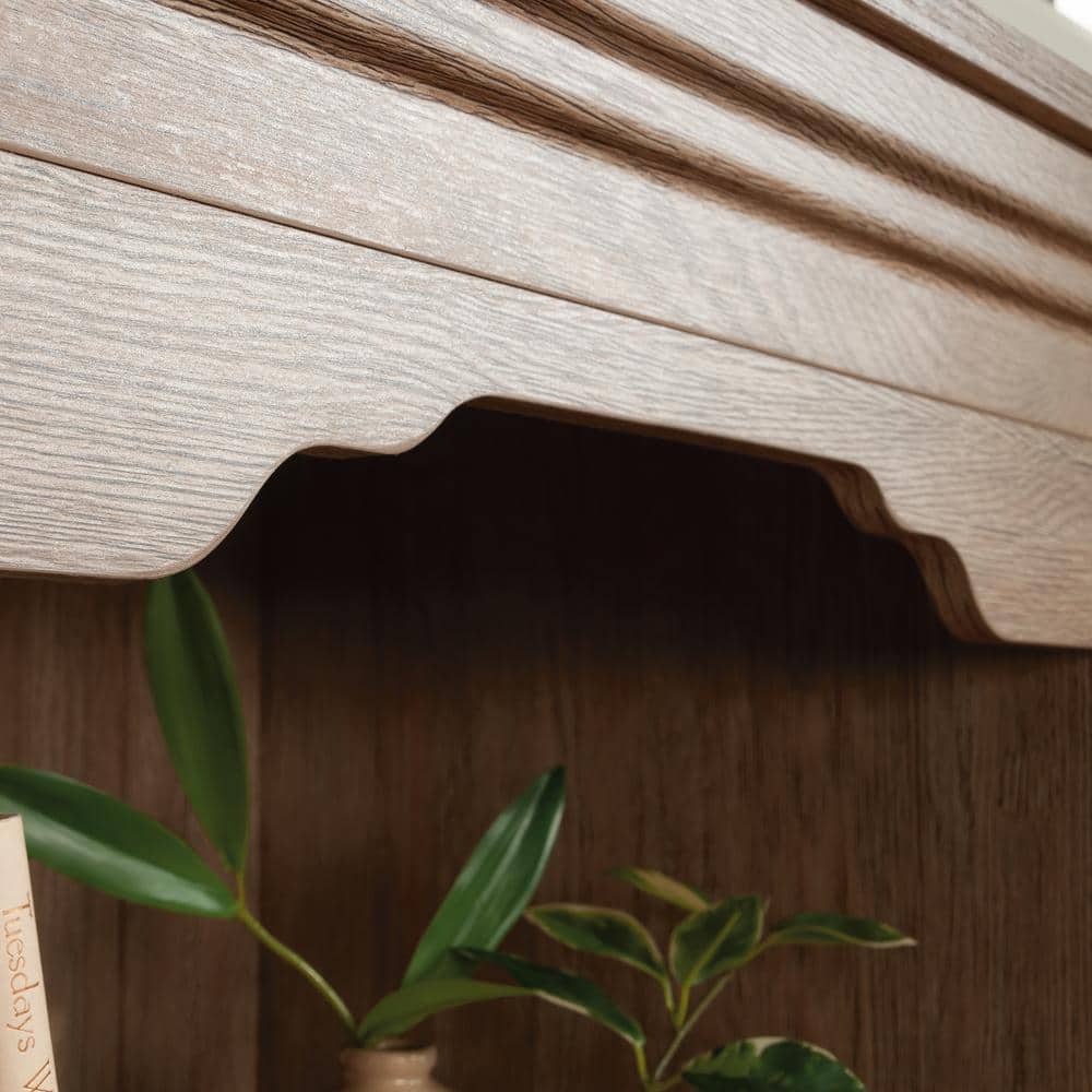 Brushed Oak Adjustable 4-Shelf Bookcase with Drawer