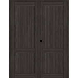 2 Panel Shaker 64 in. x 96 in. Right Active Gray Oak Wood Composite Solid Core Double Prehung Interior Door
