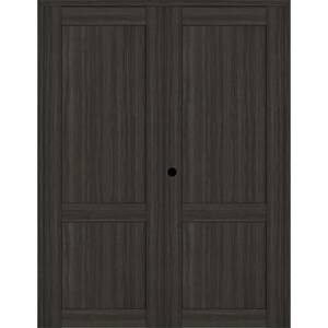 2-Panel Shaker 64 in. x 80 in. Right Active Gray Oak Wood Composite Solid Core Double Prehung Interior Door