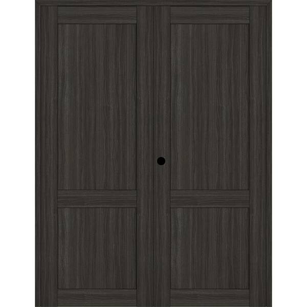 Belldinni 2 Panel Shaker 48 in. x 96 in. Right Active Gray Oak Wood Composite Solid Core Double Prehung Interior Door