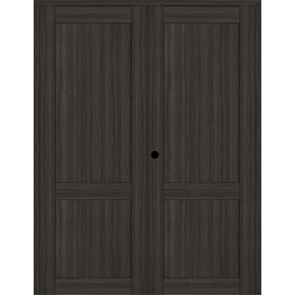 Belldinni 2-Panel Shaker 48 in. x 80 in. Right Active Gray Oak Wood Composite Solid Core Double Prehung Interior Door