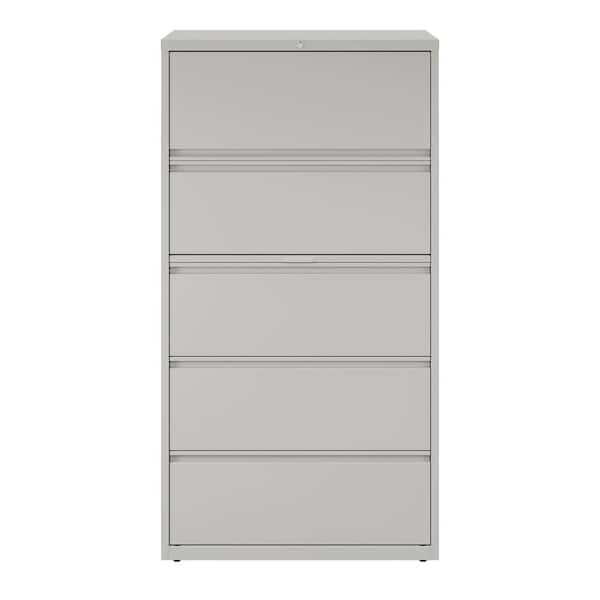 Hirsh 36 in. W 5-Drawer Light Gray Metal Lateral File Cabinet for Home and Office, Holds Letter, Legal and A4 Hanging Folders