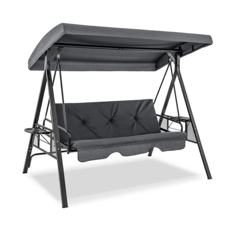 3-Person Patio Swing Chair to Flat Bed with Adjustable Canopy and Gray Cushions price history on PriceWatchPro