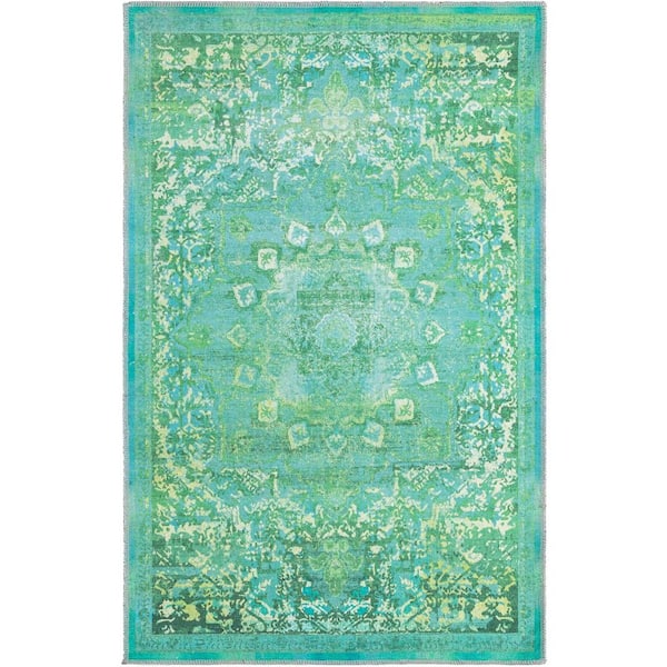 Unique Loom Renaissance Roma Spring Green 4 ft. x 6 ft. Machine Washable Area Rug
