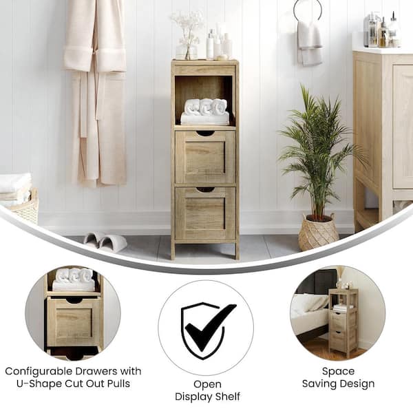 Dune 12 in. W x 12 in. D x 34 in. H Engineered Wood Linen Freestanding Linen Cabinet in Brown