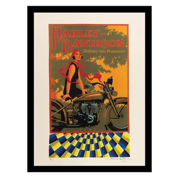 VENICE BEACH Collections Vintage Harley-Davidson Motorcyle Lady by Fairchild Paris 1-Piece Framed Graphic Print Abstract 18 in. x 14 in.