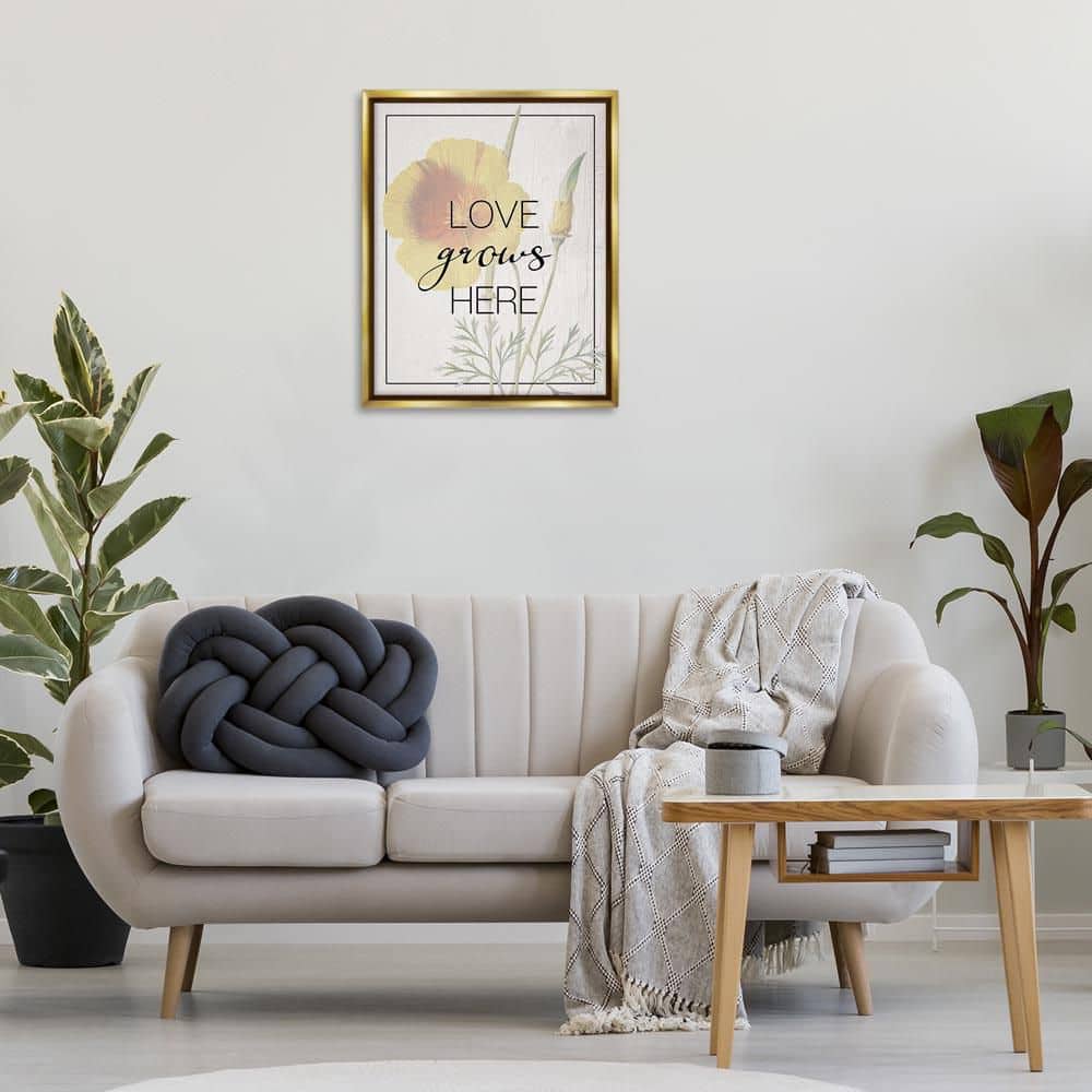 Vintage Love Grows Here by Lil' Rue Gold Floater Frame Typography Graphic Art Print 31 in. x 25 in. price history on PriceWatchPro