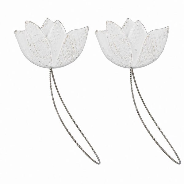White/Gold Magnetic Resin Tulip Curtain Tie Back (Set of 2)