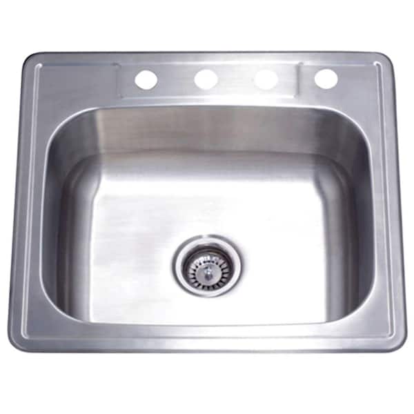 Kingston Brass Drop-in Stainless Steel 25 in. 4-Hole Single Basin Kitchen Sink